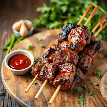 Juicy Grilled BBQ Beef Sticks - Best Kabobs Recipe
